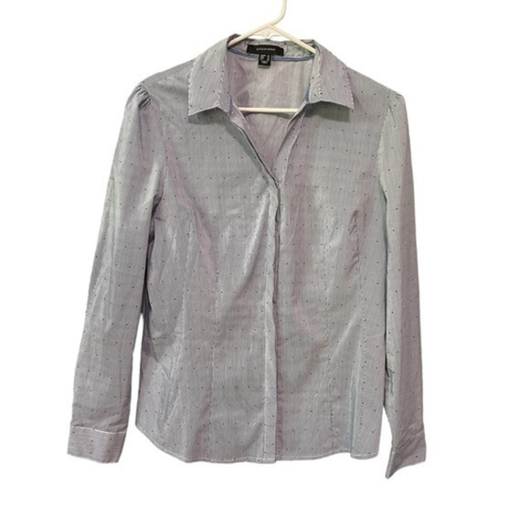 ✨3/$20✨ Atmosphere‎ Blue and White Striped Button Down Top. Size 10 - Picture 1 of 10